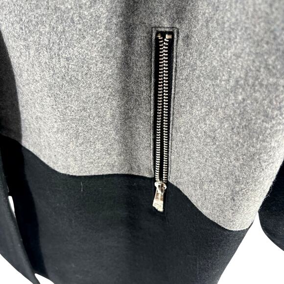 Nautica Women’s Color Block Black & Gray Wool Blend Longline Coat size 12 - Picture 3 of 8